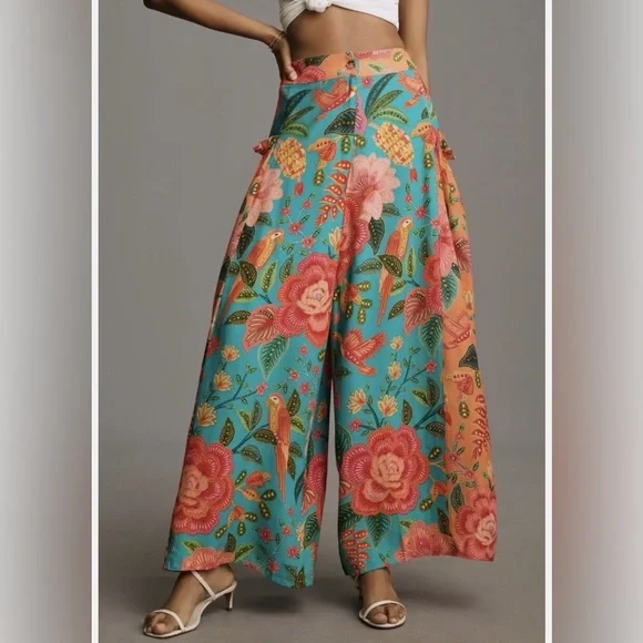 Farm Rio x Anthropologie Floral Wide-Leg Pants - Picture 1 of 9